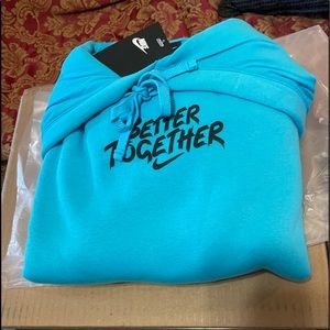 NWT Men’s Nike “Better Together” Graphic Hoodie  Sz ChL Blue FLC HD Sz L